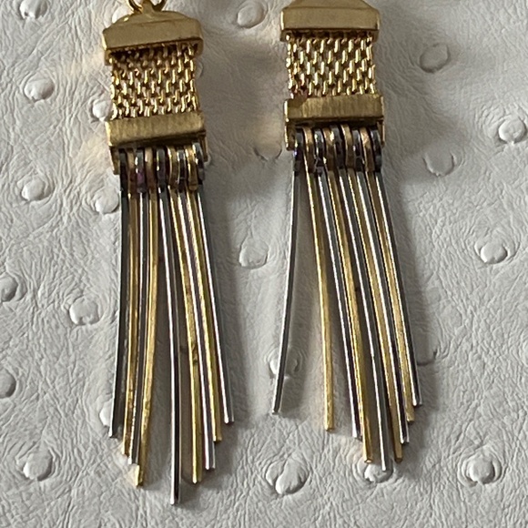 Vince Camuto mixed-metals pierced earrings, brushed gold & silver. - Picture 10 of 13